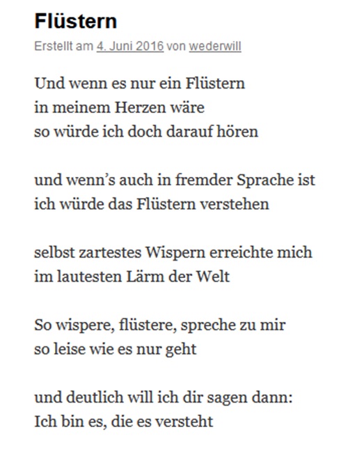 Fluestern Gedicht von wederwill